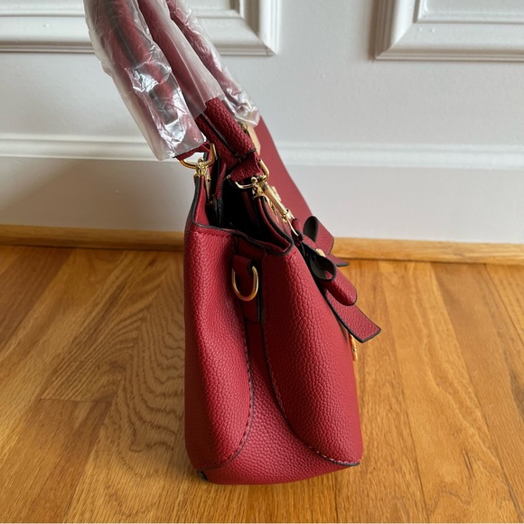 NEW Danbaoly Dark Red Structured Handbag with Star Charm - Picture 9 of 14